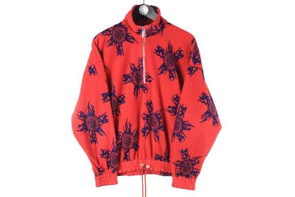 Vintage K2 Fleece 1/4 Zip Small red abstract pattern ski style 90s sport jumper
