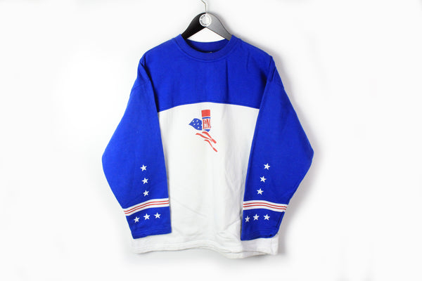 Vintage L&M Sweatshirt Small / Medium blue white 90s cigarettes crewneck jumper big logo USA stars