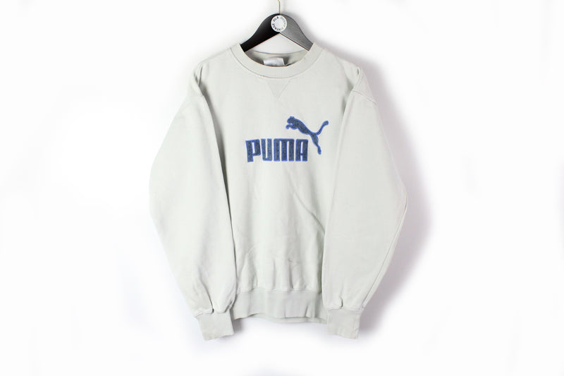 Vintage Puma Sweatshirt Large white big logo 90s sport jumper