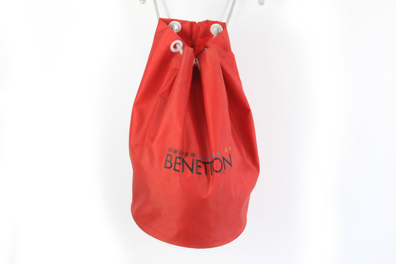 Vintage United Colors of Benetton Backpack 90s big logo retro style multicolor red retro side bag