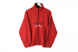 Vintage Tommy Sports Fleece Small red hilfiger big logo half zip 90s bootleg sweater