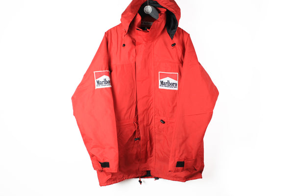 Vintage Marlboro Jacket Large red 90's windbreaker outdoor big logo authentic hooded