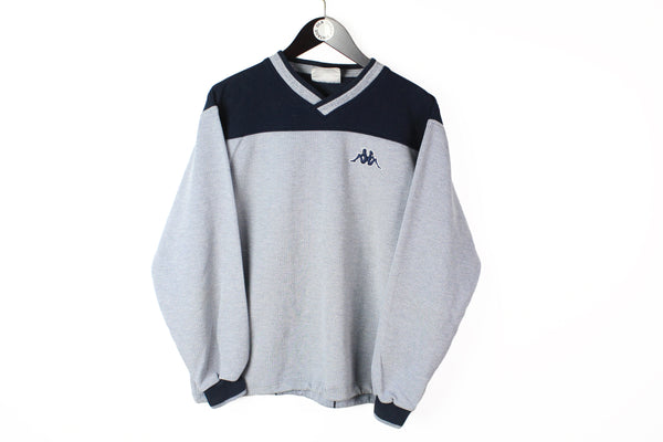 Vintage Kappa Sweatshirt Medium gray 90s v-neck oversize jumper