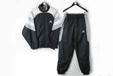 Vintage Adidas Tracksuit Large black gray 90s sport retro suit jacket and pants