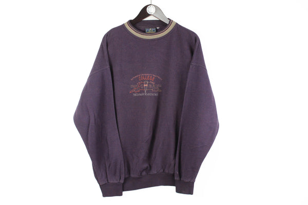 Vintage Vinci Sweatshirt Large purple big logo 90s retro college USA sport style jumper 
