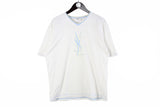 Vintage Yves Saint Laurent T-Shirt Large YSL big logo white 90s retro sport cotton shirt