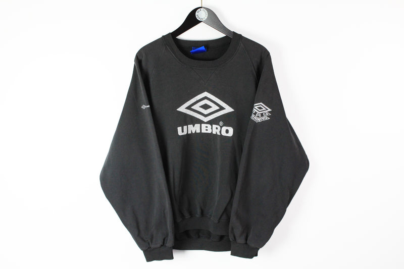 Vintage Umbro Sweatshirt XLarge black big logo 90s sport jumper UK style 