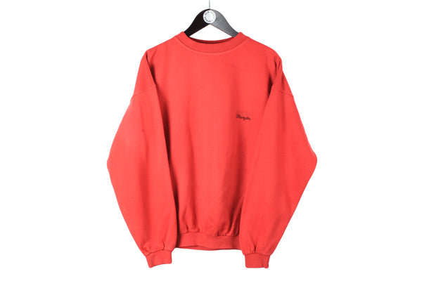 Vintage Wrangler Sweatshirt Medium / Large size men's red bright pullover retro crewneck long sleeve jumper basic sport authentic athletic clothing 