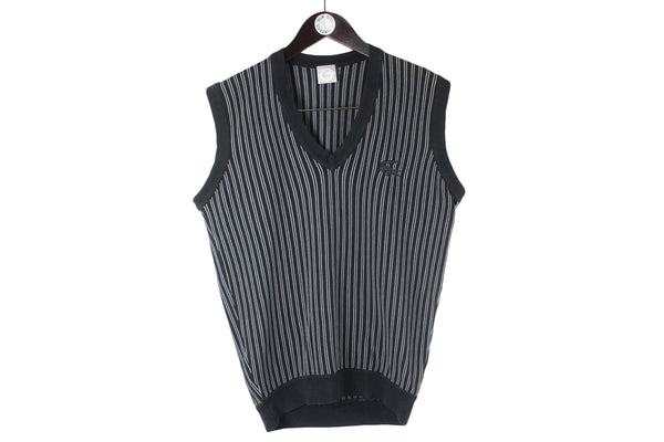 Vintage Lacoste Vest Medium / Large black v-neck sport style 90s jumper sleeveless pullover