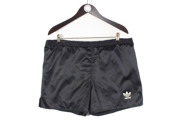 Vintage Adidas Shorts Large black small logo 90s polyester classic sport shorts