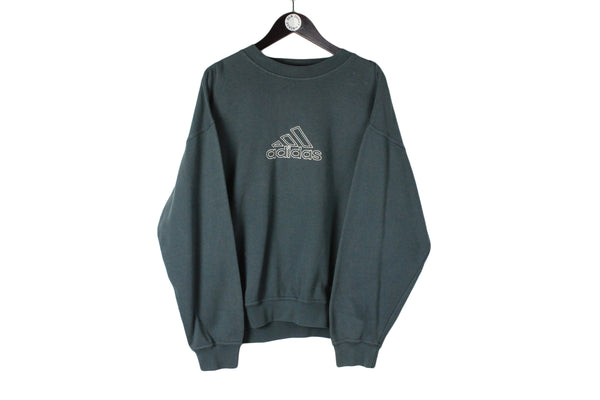 Vintage Adidas Sweatshirt Large size men's classic pullover big logo retro rare jumper sport style streetwear old school outfit athletic 90's 80's clothing unisex crewneck cotton long sleeve