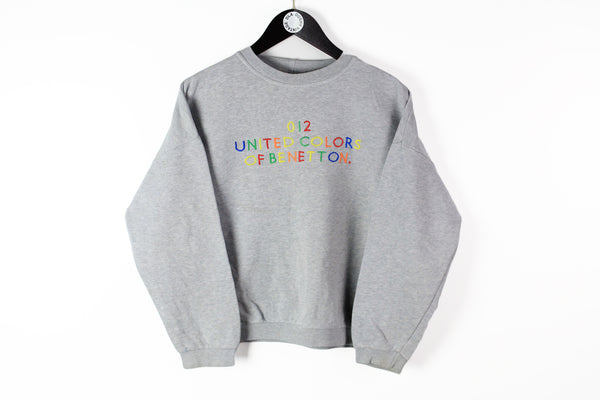 Vintage United Colors of Benetton Sweatshirt Women's Small / Medium gray big logo multicolor