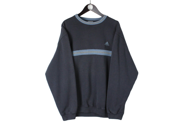 Vintage Adidas Sweatshirt XLarge size men's classic pullover small front logo retro rare jumper sport style streetwear old school outfit athletic 90's 80's clothing unisex crewneck cotton long sleeve