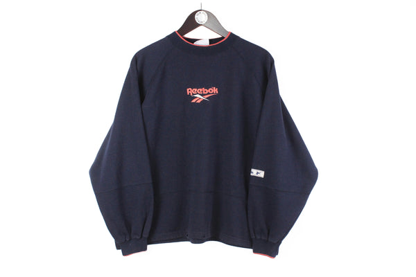 Vintage Reebok Sweatshirt Women's Large / XLarge oversize 90s navy blue big logo sport jumper