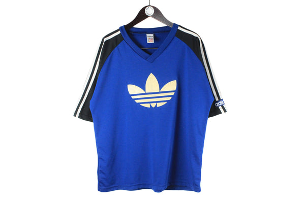 Vintage Adidas T-Shirt Large big logo blue 90s retro sport style oversized shirt