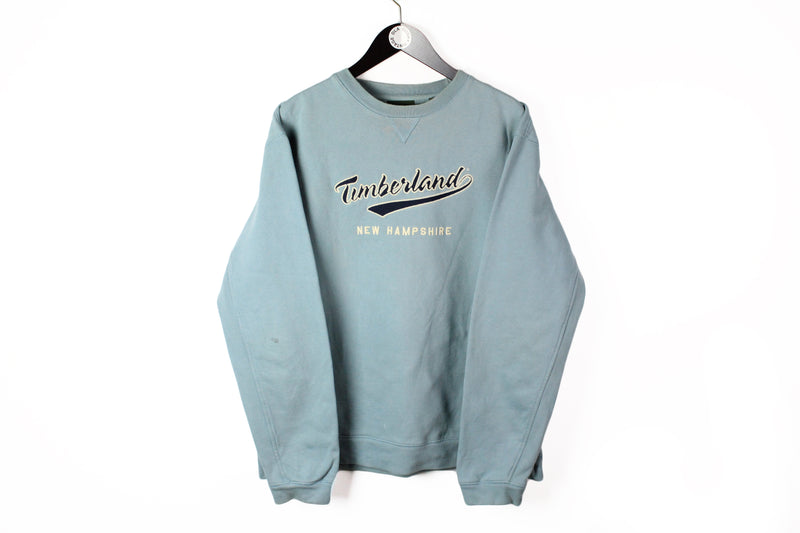 Vintage Timberland Sweatshirt Large blue big logo New Hampshire 90s USA style jumper