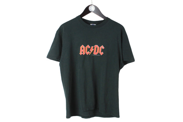 Vintage AC/DC T-Shirt Medium size men's black basic merch big logo rock music 90's style hard rock tour retro rare authentic tee 