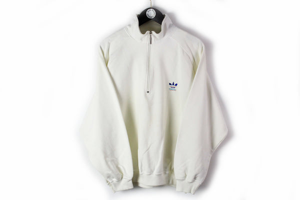 Vintage Adidas Sweatshirt Half Zip Small / Medium white small logo 90s oversize retro style jumper