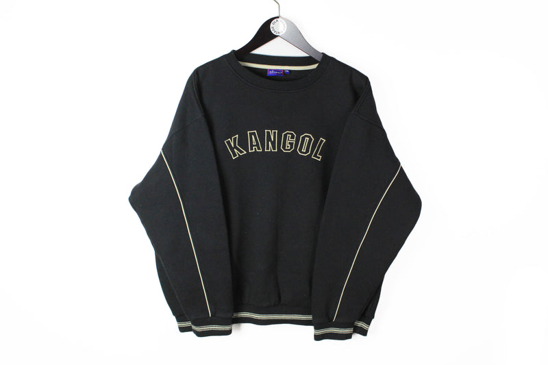 Vintage Kangol Sweatshirt Medium black big logo 90s retro style jumper