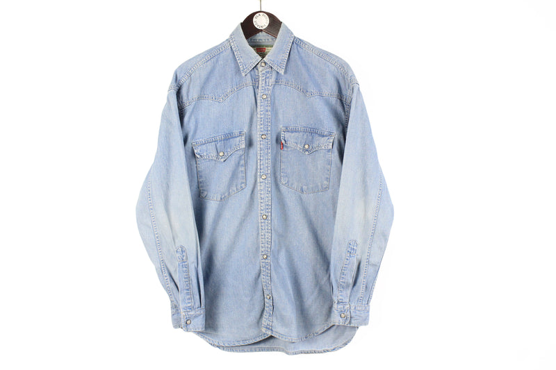 Vintage Levi's Denim Shirt Medium blue 90s USA style classic retro shirt
