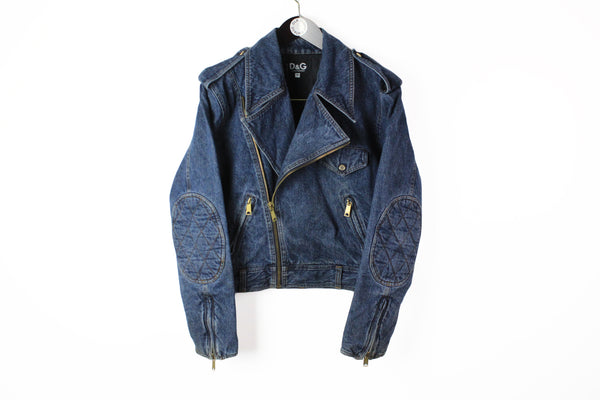 Vintage Dolce & Gabbana Denim Jacket Women's Medium full zip 90s luxury jean jacket