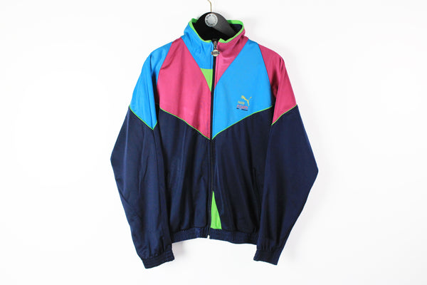 Vintage Puma Equipe Track Jacket Medium multicolor blue 90s retro style polyester jacket