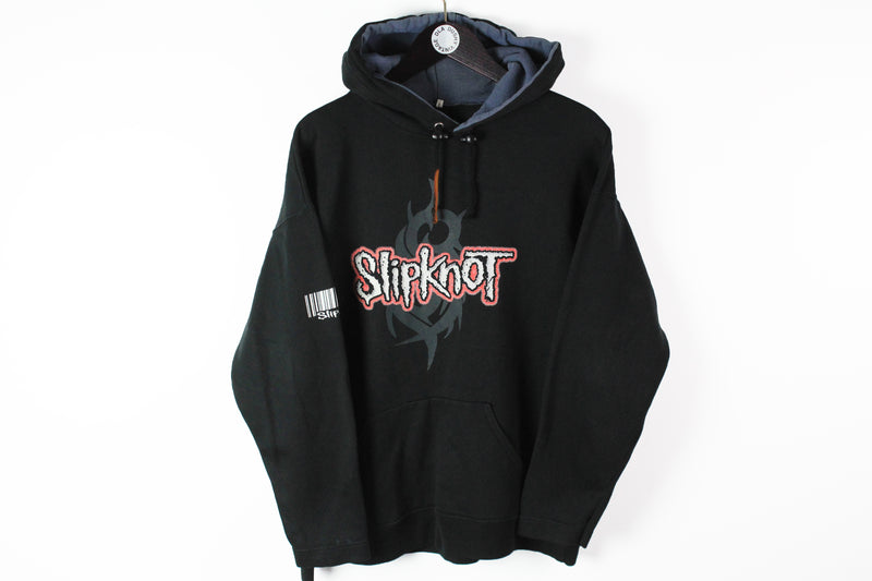 Vintage Slipknot Hoodie Medium black big logo 90s music rock hooded jumper