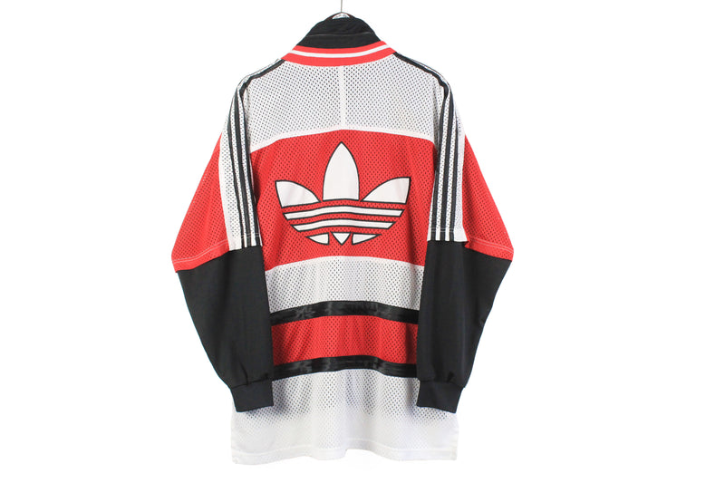 Vintage Adidas Track Jacket Large RUN DMC 90s retro big logo oversize sport jumper rare windbreaker hip hop style