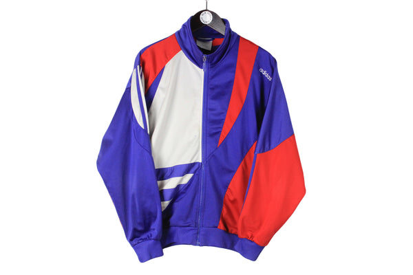 Vintage Adidas Track Jacket Small size men's bright multicolor retro sport wear full zip windbreaker 90's 80' style authentic athletic clothing classic logo