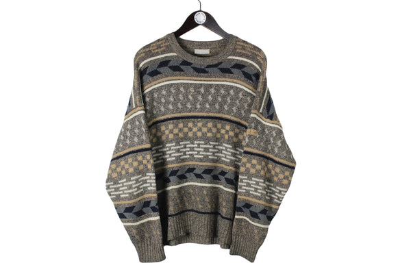 Vintage Adidas Sweater Large size men's classic knit wear 3d pattern knitted pullover sport brand 90's 80's style winter warm jumper streetwear