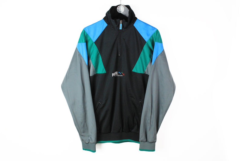 Vintage Puma Track Jacket Large big logo 90's 1/4 zip windbreaker sweatshirt
