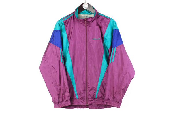 Vintage Adidas Tracksuit Small purple windbreaker sport jacket and pants retro style 90s bright color multicolor 