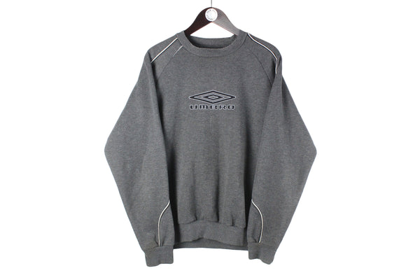Vintage Umbro Sweatshirt Large gray big logo 90s retro crewneck jumper sport style pullover