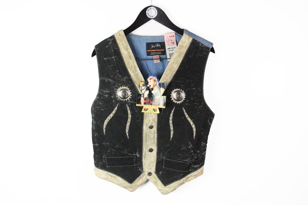 Vintage Johnny Hallyday Western Passion Vest Large new with tag cowboys vest