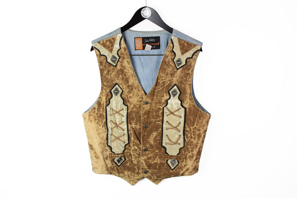 Vintage Johnny Hallyday Western Passion Vest Large new with tag cowboys vest