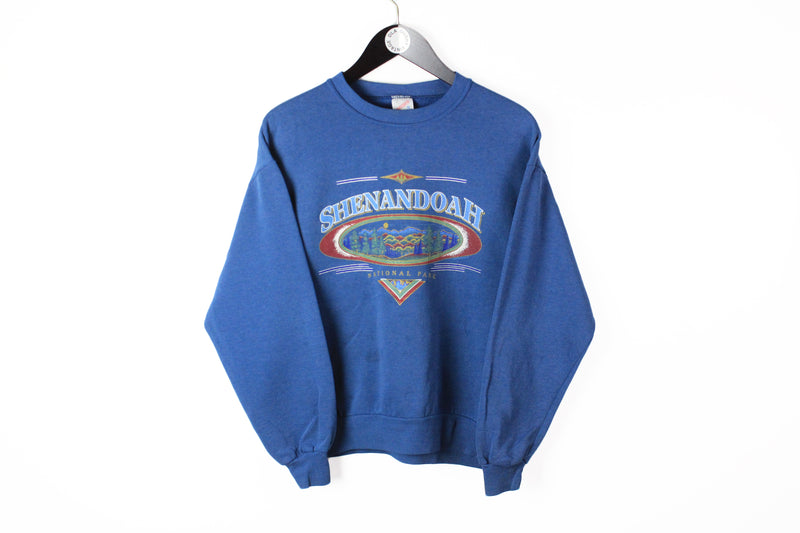 Vintage Shenandoah National Park Sweatshirt Small blue 90s big logo retro style made in USA American jumper