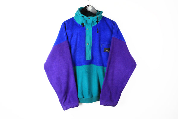 Vintage Fleece Snap Buttons Medium / Large multicolor 90's ski sweater retro style winter jumper