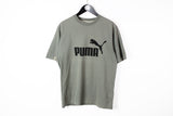Vintage Puma T-Shirt Medium gray big logo 90s sport style cotton tee