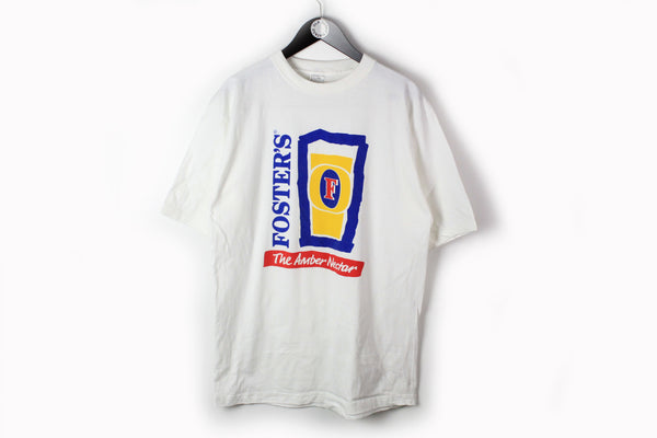 Vintage Fosters T-Shirt XLarge white big logo 90s cotton tee