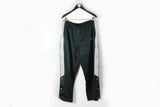 Vintage Nike Track Pants Large / XLarge green white snap buttons snap trousers 90s sport