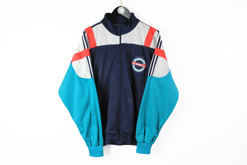 Vintage Adidas Track Jacket XLarge / XXLarge blue 90s sport full zip retro style windbreaker