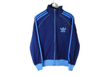 Vintage Adidas Track Jacket Small size full zip blue front logo 3 strips brand Germany style authentic athletic sport wear