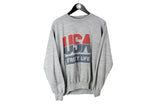Vintage USA Sweatshirt Small size men's gray pullover big logo sport wear athletic long sleeve retro clothing streetstyle gray big logo