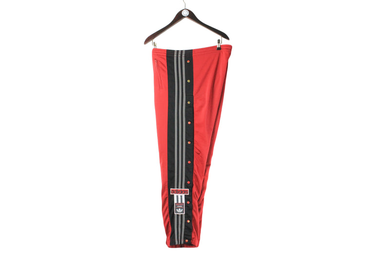 Vintage Adidas Track Pants XLarge red black 90s retro sport style big logo basketball trousers