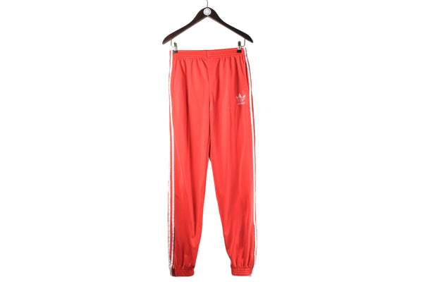 Vintage Adidas Track Pants Large 80s retro red classic  3 stripes  sport trousers