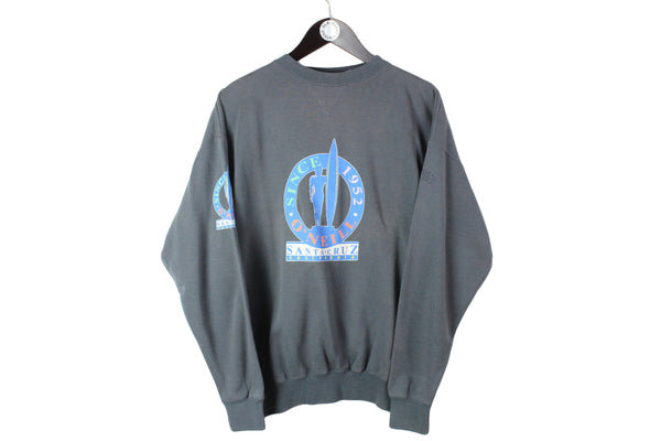 Vintage O'Neill Sweatshirt Medium size men's gray big logo pullover long sleeve 90's style surfing wave wear retro crewneck Santa Cruz California