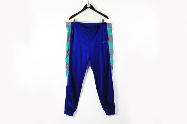 Vintage Adidas Track Pants XLarge blue multicolor 90s sport small logo athletic trousers