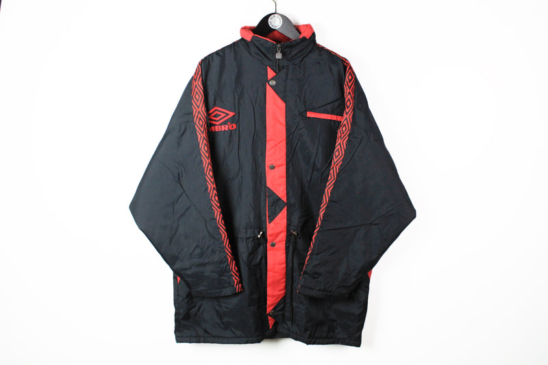 Vintage Umbro Jacket XLarge / XXLarge black red 90s sport athletic jacket