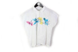 Vintage Adidas T-Shirt Women's 44 white 90's tennis sleeveless sport style tee made in Yugoslavia