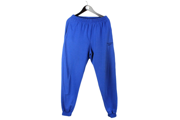 Vintage Reebok Track Pants Large size men's sport wear bright blue retro athletic clothing 90's brand 